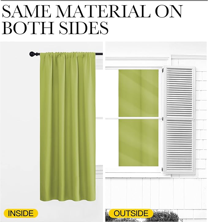 NICETOWN Kitchen Curtains, Short Blackout Curtains & Drapes, Fresh Green, 42" Wide, 54" Long, 2 PCs, Home Decoration Privacy Thermal Insulated Drapes for Unicorn Theam Room