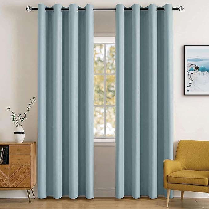 MIULEE Blackout Curtains for Bedroom Living Room Thermal Insulated Room Darkening Grommet Top Solid Light Blocking Drapery Set of 2 Window Panels 52 x 72 Inches Slate Blue