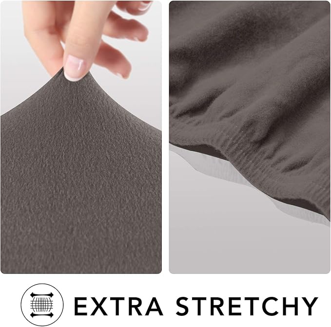 PureFit Super Stretch Sofa Slipcover – Spandex Non Slip Soft Couch Sofa Cover, Washable Furniture Protector with Non Skid Foam and Elastic Bottom for Kids, Pets （Oversized Sofa, Taupe）