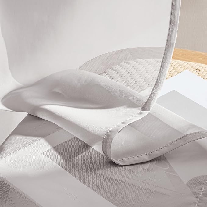 MIULEE Greyish Lilac Sheer Curtains 90 Inches Long, 4 Panels Set, Rod Pocket Light Filtering Window Drapes for Bedroom and Living Room, Elegant Airy Fabric, 42 x 90 Inches