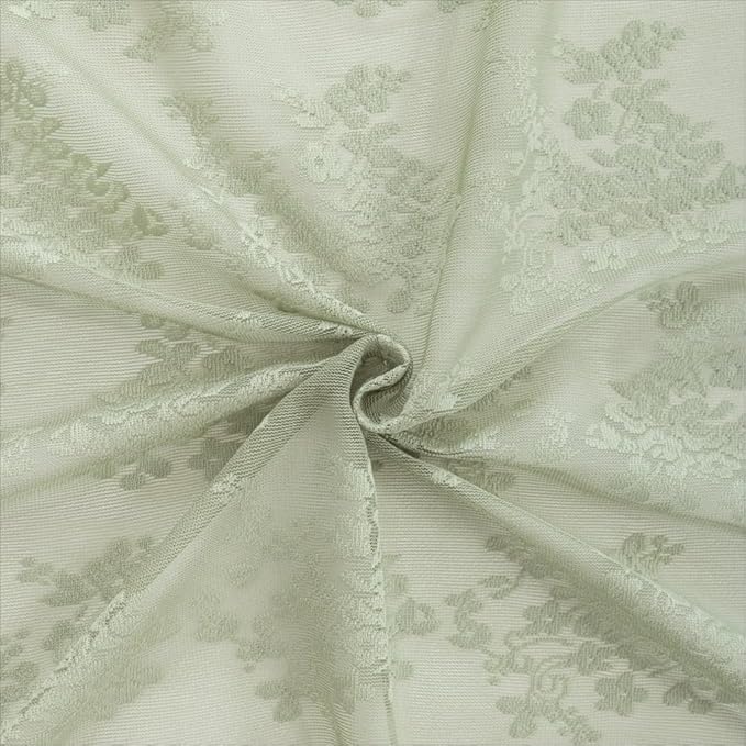 YJ YANJUN Vintage Lace Curtains 36 Inch Length-Victorian Floral Pattern Boho Sage Green Kitchen Window Curtains Over Sink Set of 2 Camper Window Privacy Drapes that Let Light in Spring 26x36 Inch