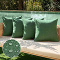 MIULEE Pack of 4 Decorative Solid Waterproof Throw Pillow Covers Linen Garden Farmhouse Cushion Cases for Outdoor Patio Tent Balcony Couch Sofa 16x16 inch Dark Green
