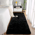 Chicrug Soft Runner Rugs for Bedroom Living Room Plush Fluffy Rug 2x6 Feet, Shag Furry Area Rug Carpet Non Shedding for Nursery Children Kids Girls Room Home Decorative, Black