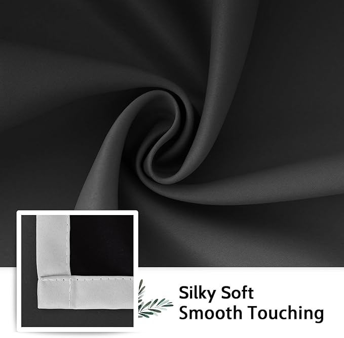 SimpleHome Ombre 100% Blackout Curtains for Bedroom 84 Inches Long, Black and Greyish White Room Darkening Thermal Insulated Grommet Curtain/Drapes for Living Room,2 Panels, 52x84 inches Length