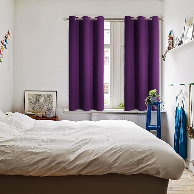 BGment Blackout Curtains for Bedroom - Grommet Thermal Insulated Room Darkening Curtains for Living Room, Set of 2 Panels (38 x 54 Inch, Royal Purple)