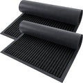 OLANLY Front Door Mat Indoor Outdoor Entrance, 2-Pack 29.5 x 17 Inch, Waterproof Heavy Duty Doormat, Fade Resistant, Low Profile, Easy Clean Patio Porch Welcome Floor Mats for Entry, Black