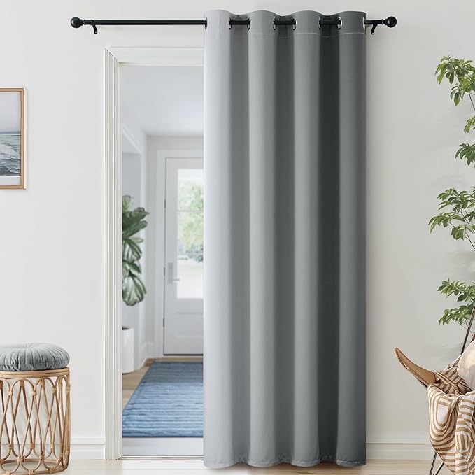 SimpleHome Ombre Room Darkening Curtains 84 inches Length for Bedroom,Grommet Gradient Light Blocking White to Grey Window Curtain for Living Room,1 Panel, 52x84 inches
