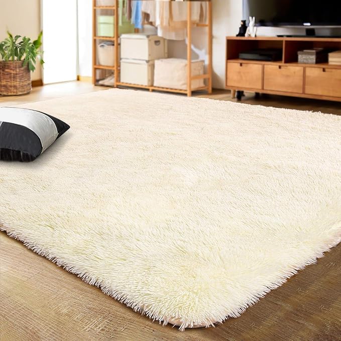 LOCHAS Ultra Soft Indoor Modern Area Rugs Fluffy Living Room Carpets for Children Bedroom Home Decor Nursery Rug 2x3 Feet, Light Champagne