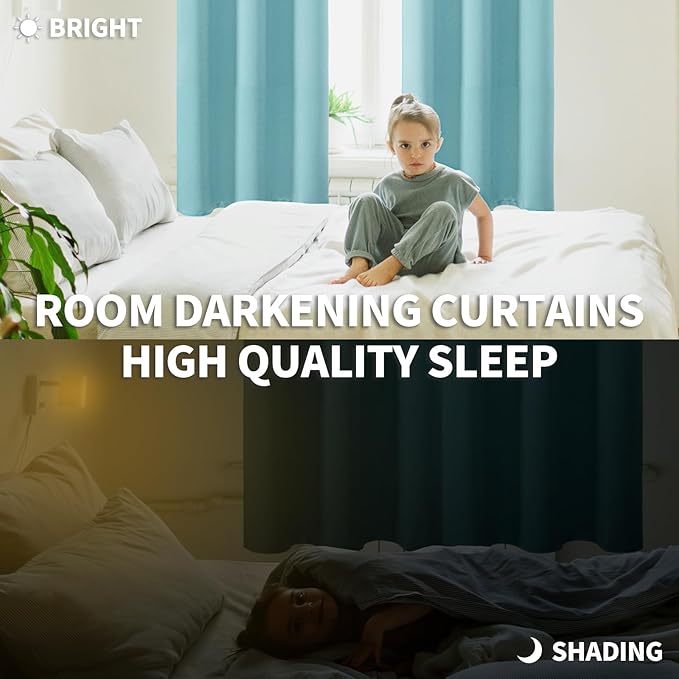 BGment Blackout Curtains - Grommet Thermal Insulated Room Darkening Bedroom and Living Room Curtains, Set of 2 Panels (70 x 84 Inch, Baby Blue)