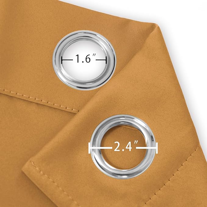 LEMOMO Mustard Yellow Blackout Curtains/38 x 54 Inch/Set of Two Panels Grommet Living Room Curtains