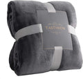 TASTHROW Large Flannel Fleece Throw Blanket, 90×108 Inch - Cozy Lightweight Thick Blanket - All Seasons Suitable for Women, Men and Kids (Grey)