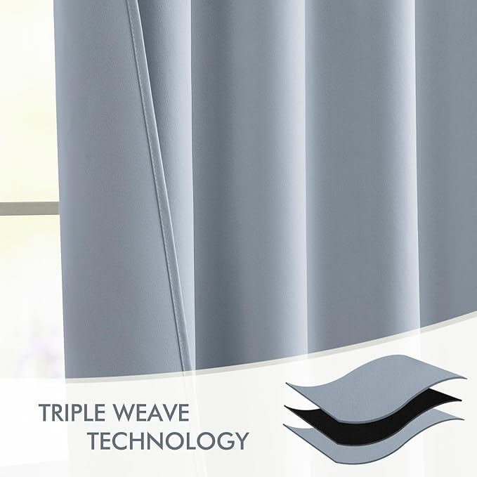 MIULEE Light Blue Back Tab Blackout Curtains 102 Inch Long 2 Panels Set for Bedroom, Rod Pocket/Pinch Pleated Thermal Insulated Living Room Darkening Light Blocking Floor to Ceiling Drapes