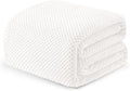 Exclusivo Mezcla Fleece Bed Blanket Twin Size, Super Soft and Warm Blankets for Couch, Sofa and Bed Waffle Textured, Cozy, Fuzzy and Lightweight (Pure White, 90x66 Inches)