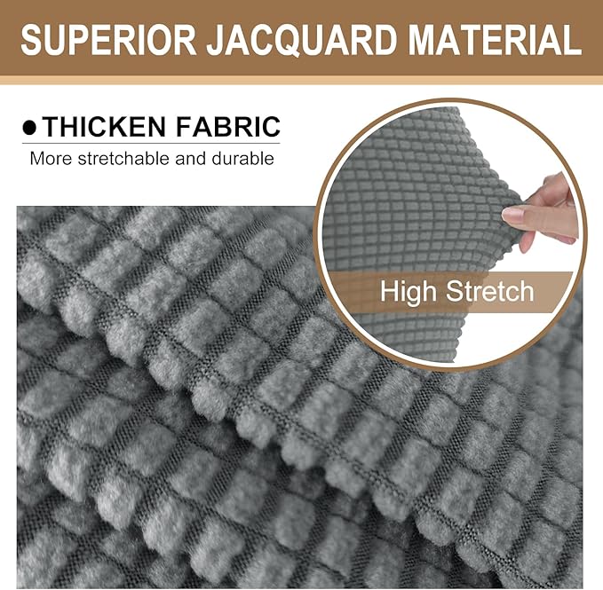 U-NICE HOME Stretch Futon Cover Armless Bed Slipcover - Soft Jacquard Fabric Washable for Pet Friendly, Grey