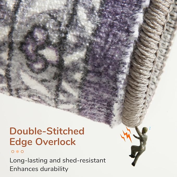 OPPODREAM Soft 6x9 Area Rugs, Washable Rug 6x9 with Non Slip Backing, Faux Cashmere Low-Pile 6 x 9 Carpet, Purple
