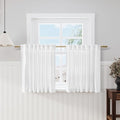 Nanspring White Semi Sheer Linen Textured Valances for Small Short Windows 2 Panels Set Back Tab Rod Pocket Light Filtering Linen Curtains for Kitchen Kids Room Breathable Home Decor 52x30