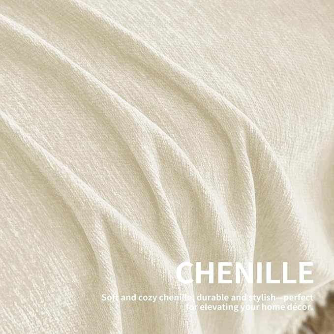 Couch Cover for Dogs, Boho Sofa Covers for 3 Cushion Couch, Chenille Sofa Slipcover for Pets Washable, L-Shape Sectional Couch Loveseat Cover Soft Throw Blankets with Tassels(71x118,Cream)