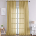 Chyhomenyc Extra Long Gold Sheer Curtains 108 Inches Long 2 Panels, Light Filtering Gold Curtains for Living Room, Soft Gentle Voile Rod Pocket Bedroom Window Drapes, 59Wx108L Inch, 9FT, 2PCS