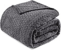 Exclusivo Mezcla Fleece Twin Size Blanket for Bed, 60x80 Inches Soft Cozy Jacquard Flannel Blankets, Lightweight Fuzzy Plush Warm for Women, Dark Grey