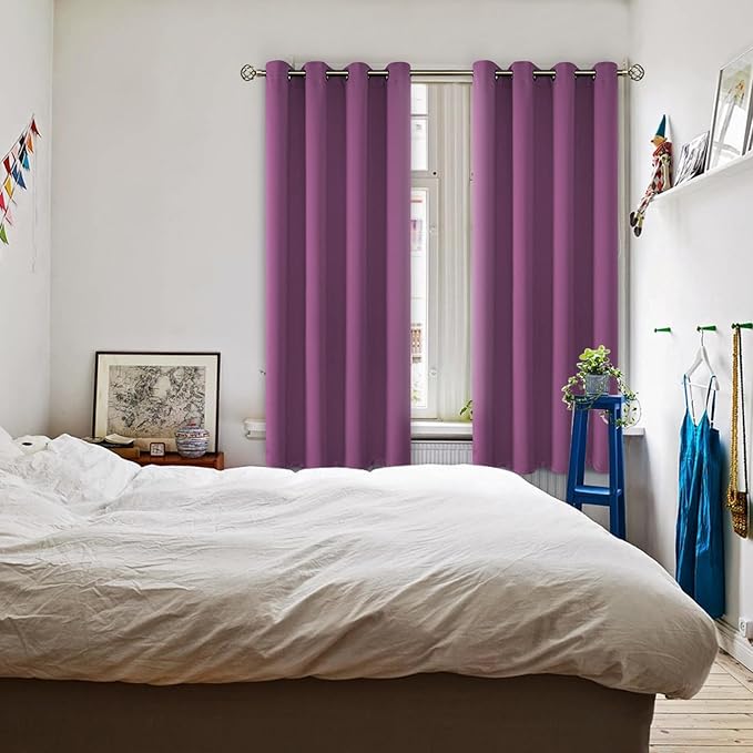 BGment Room Darkening Curtains 63 Inches Long - Grommet Thermal Insulated Drapes Window Treatment Curtains for Bedroom, 2 Panels, 52 x 63 Inch, Eggplant Purple