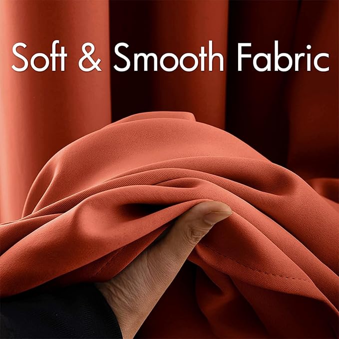 MIULEE 72" Long Room Darkening Curtains Thermal Insulated Rust Terracotta Drapes Window Treatment Set Grommet Top Light Blocking Blackout Curtain for Fall Living Room/Bedroom 2 Panels Burnt Orange
