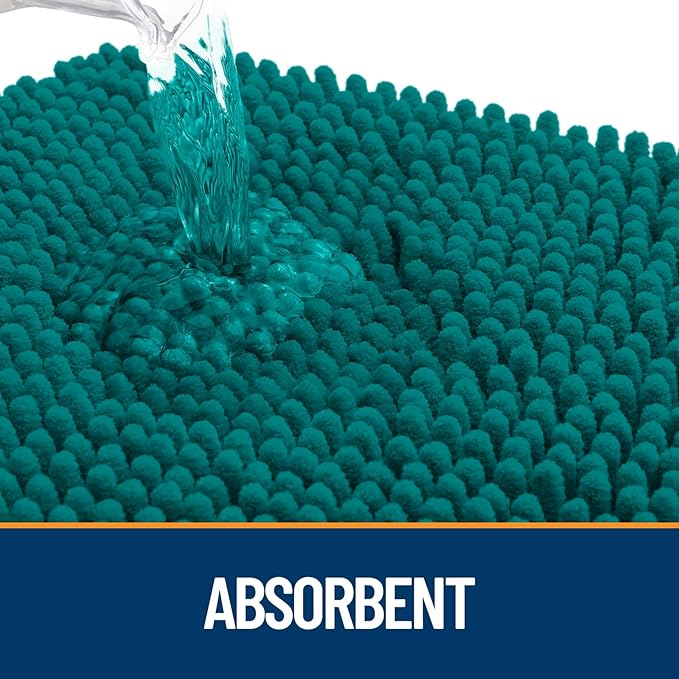 OLANLY Dog Door Mat for Muddy Paws 32x20, Absorbs Moisture and Dirt, Absorbent Non-Slip Washable Doormat, Quick Dry Chenille Mud Mat for Dogs, Entry Indoor Entryway Carpet for Inside Floor, Lake Blue