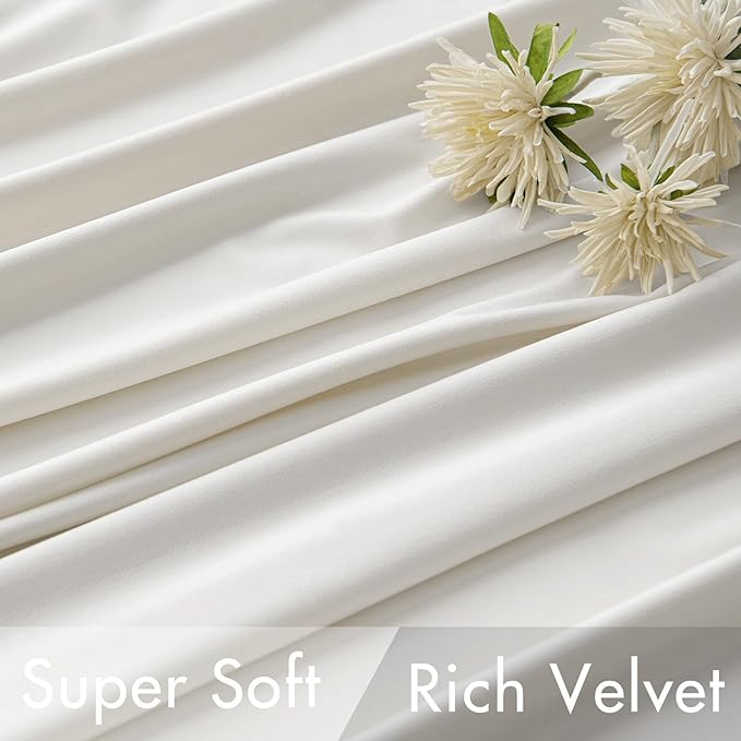 MIULEE White Velvet Curtains 84 inches - Luxury Curtains for Bedroom Living Room Thermal Insulated Super Soft Room Darkening Modern Window Drapes Back Tab Rod Pocket, W52 x L84 inches, 2 Panels