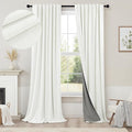 102 Inch Blackout Curtains 2 Panel Set Length Modern Decorative Dark Out Curtain for Bedroom Heat Cold Blocking Window Thermal Insulating Ceiling Drape for Living Room 102 Inches Long Ivory Off White