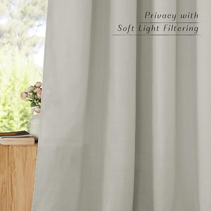 NICETOWN Linen Gray Window Curtains 84 inches Long, Grommet Thick Linen Blend Window Treatments Privacy Assured with Light Filtering for Bedroom/Living Room, W42 x L84