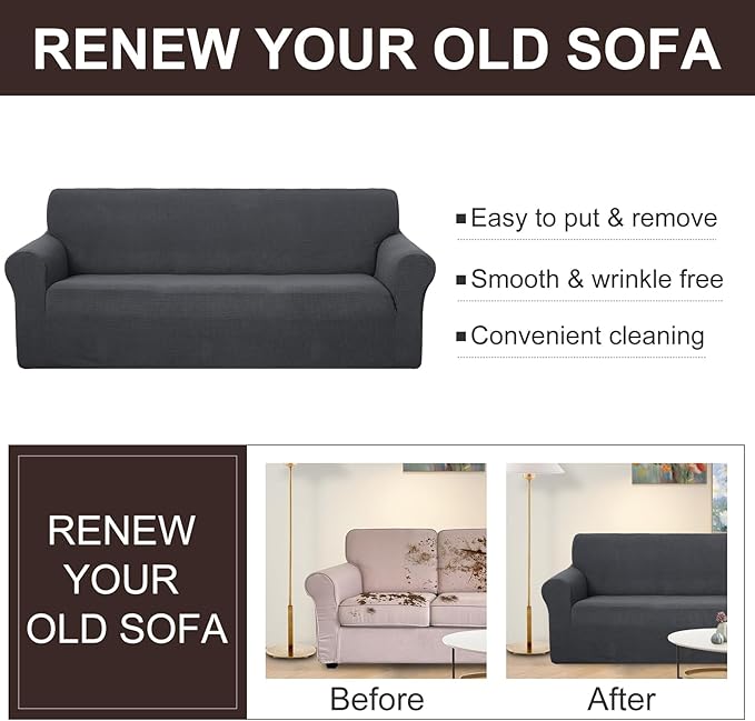 U-NICE HOME Loveseat Cover Stretch Couch Cover Sofa Cover Sofa Slipcover Furniture Protector for 2 Cushion Couch Sofa Pet Friendly(Loveseat, Dark Grey)
