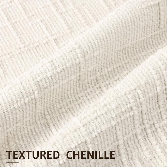decorUhome Summer Cream White Chenille Throw Pillow Covers 12x20 Set of 2 Textured Soft Cozy Slubby Couch Pillow Covers Modern Farmhouse Boho Decorative Pillow Cases for Bed Sofa Living Room