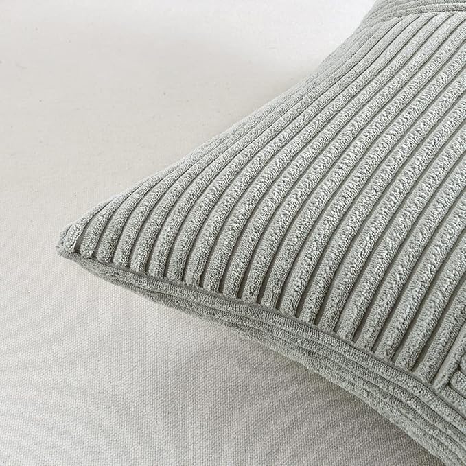 Fancy Homi 2 Packs Grey Samll Decorative Throw Pillow Covers 12x12 Inch with for Living Room Couch Bed, Rustic Farmhouse Boho Home Decor, Soft Corss Patchwork Corduroy Square Cushion Case 30x30 cm