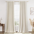 Guken 100% Blackout Linen Curtains 98 Inch Wide by 52 Inch 2 Panels Set for Living Room Bedroom Back Tab Thermal Insulated Black Out Drapes Room Darkening Window Curtains, Linen