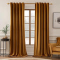 MIULEE Velvet Curtains Golden Brown Elegant Grommet Thermal Insulated Soundproof Room Darkening Curtain/Drapes for Classical Living Room Bedroom Decor 66 x 96 Inch Set of 2