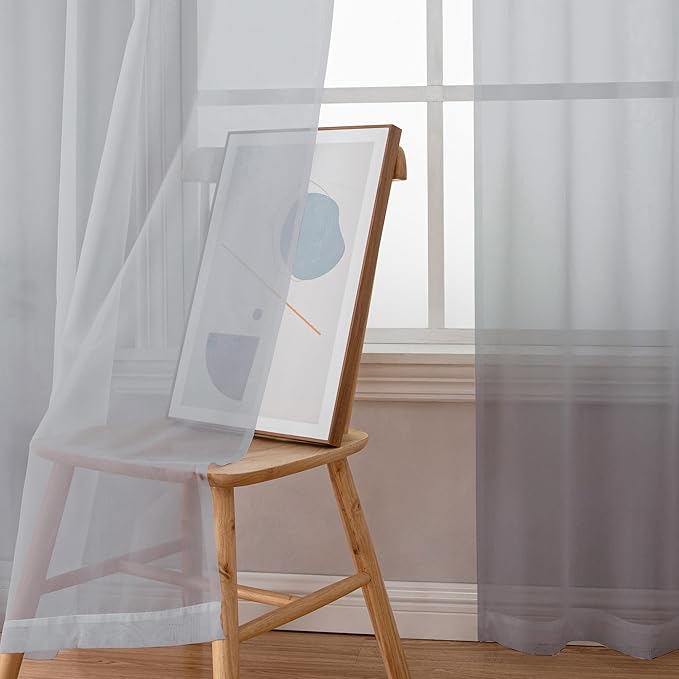 OWENIE Light Grey Sheer Curtains 78 inches Long 2 Panels Set for Bedroom Living Room, Soft Solid Living Room Sheer Curtain, Rod Pocket Light Filtering Farmhouse Curtains, 2 Pcs Each 42“ W x 78" L