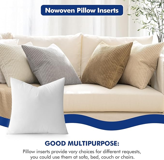 MIULEE Pillow Insert 28x28 Inch, Decorative Square Throw Pillow Inserts, Premium Fluffy Pillow Forms Sham Stuffer for Sofa Couch Living Room
