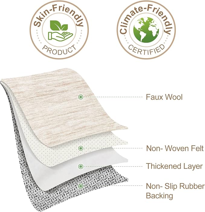Nakagishi 9x12 Area Rugs Living Room: Washable Large Vintage Rug Neutral Non-Slip Soft Stain Resistant Indoor Carpet for Bedroom Nursery Dining Room Office Playroom - Beige-01