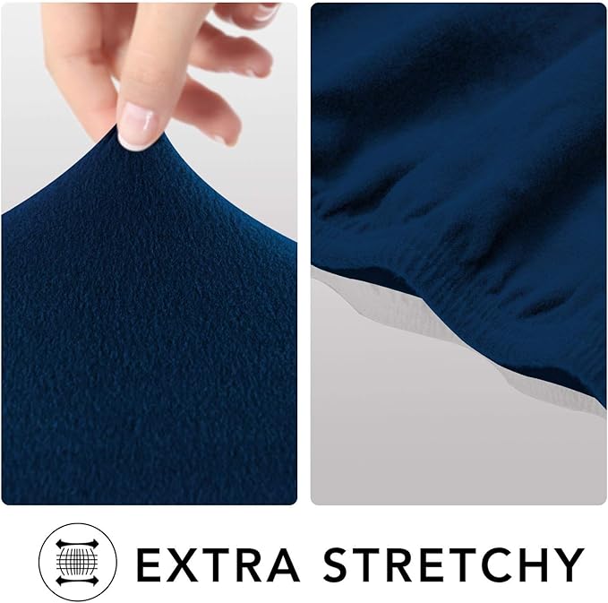 PureFit Super Stretch Chair Sofa Slipcover with Pocket – Spandex Non Slip Soft Couch Sofa Cover, Washable Furniture Protector with Elastic Bottom for Kids, Pets （Recliner, Navy）