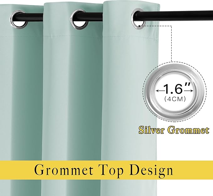 NICETOWN Room Darkening Drapes for Nursery - (52 inches Width by 120 inches Length, Aqua Blue, 1 Pair) Light Blocking Curtain Panels for Bedroom Girl Room, Soft Fabric Window Treatment