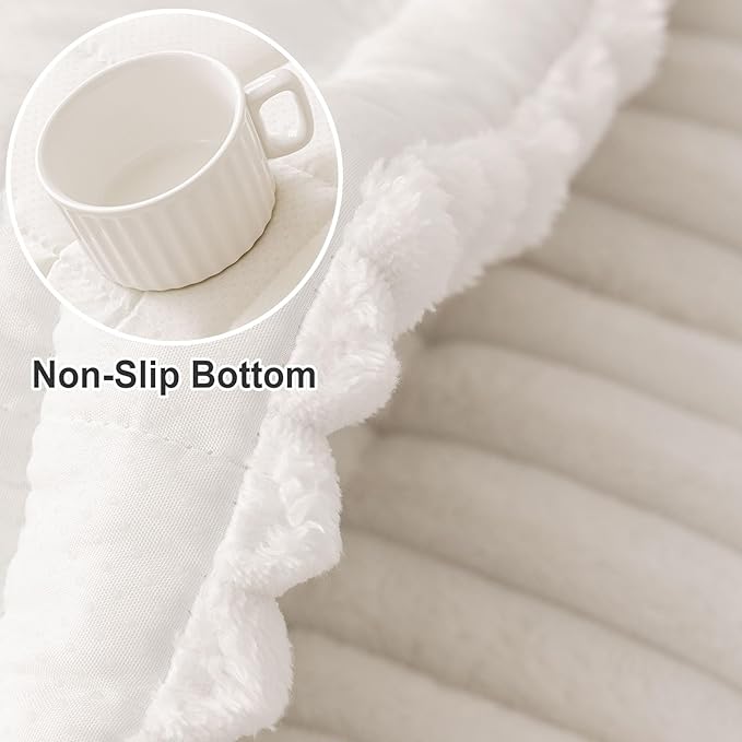 hyha Couch Covers for Dogs Washable, Non Slip Plush Dog Sofa Protectors, Fuzzy Pet Couch Covers for 3 Cushion Sofa Pet Friendly (White, 27.6" x 82.7")