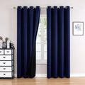 ChrisDowa 100% Blackout Curtains 90 inch Long for Bedroom with Black Liner, 2 Thick Layers Total Blackout Thermal Insulated Grommet Long Window Curtains 2 Panels Set (Navy Blue, 52 x 90 Inch)