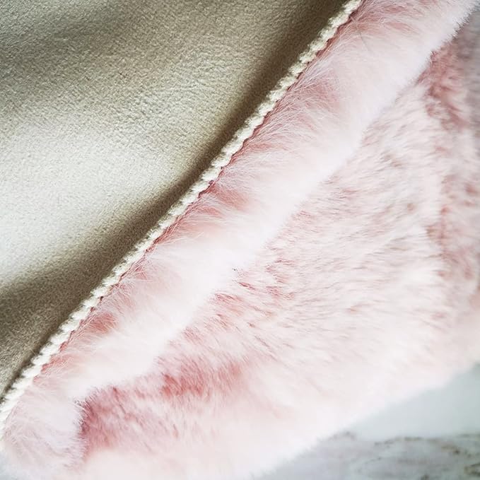 Ghouse Ultra Soft Faux Rabbit Fur Rug, Machine Washable Area Rugs for Bedroom Fluffy Rugs for Living Room, No-Shedding Carpet Sheepskin Rug Pink 2 x 6 Feet