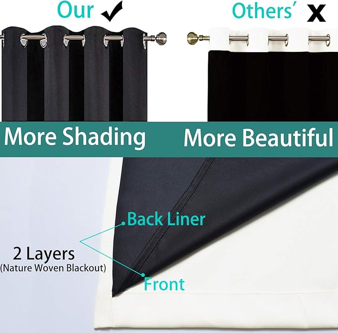 Yakamok Extra Wide 100% Blackout Full Shading Curtains for Patio Door, Thermal Backing Sliding Glass Door Drape, Privacy Assured Window Treatment for Sliding Door Curtains, Cream, W100 x L96, 1 Panel