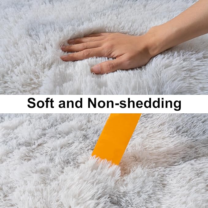Ultra Soft Runner Rugs for Bedroom Hallways with Upgraded Non-Slip Rubber Backing & Thick Memory Sponge, 2 Packs 2x4 Feet Fluffy Shag Throw Area Rug for Bedside Dorm Tie-dye Light Grey