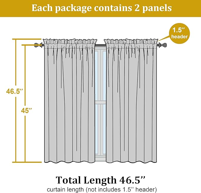 OWENIE Aqua Kitchen Sheer Curtains for Bedroom Living Room 45 Inch Length, Bedroom, Soft Solid Light Filtering Voile Short Sheer Curtain for Small Window, 42" W x 45" L, Aqua