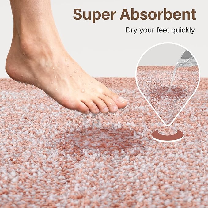 70x24 Long Bathroom Rugs Washable Non Slip, Pink Bath Mat for Bathroom Floor Tub, Soft Absorbent Quick Dry Mats for Shower, Bathtub,Home Decor