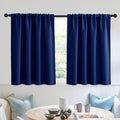 RYB HOME Short Blackout Curtains for Small Window, Sunmmer Heat Light Blocking Privacy Protection Curtains for Sunroom Laundry Room Stair Window, Width 52 by Length 36, Marine Blue, Set of 2