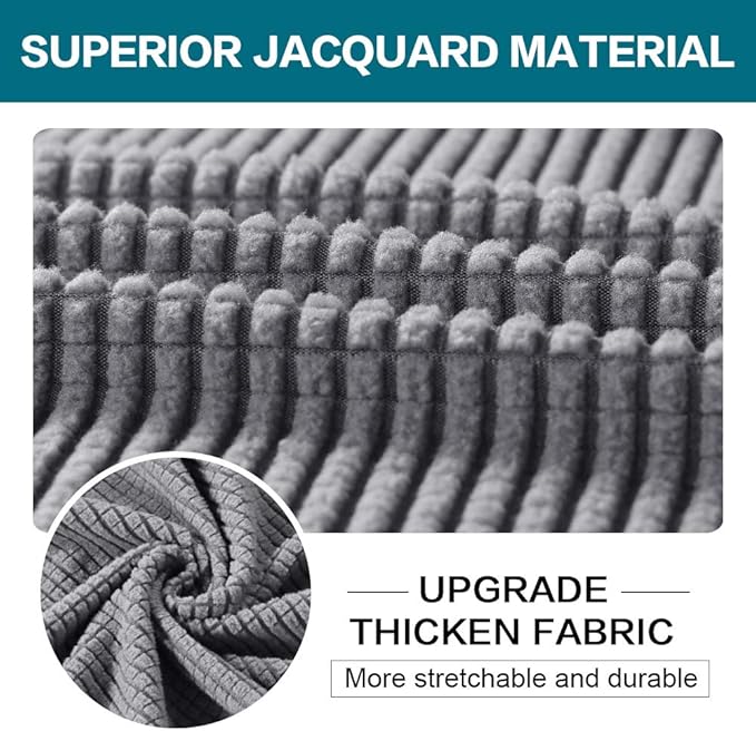 Turquoize 4 Piece Sofa Covers for 3 Cushion Couch Sofa Slipcover Soft Couch Cover for Dogs-Washable Sofa Furniture Covers with 3 Individual Cushion Covers, Feature Jacquard Fabric(Dove)