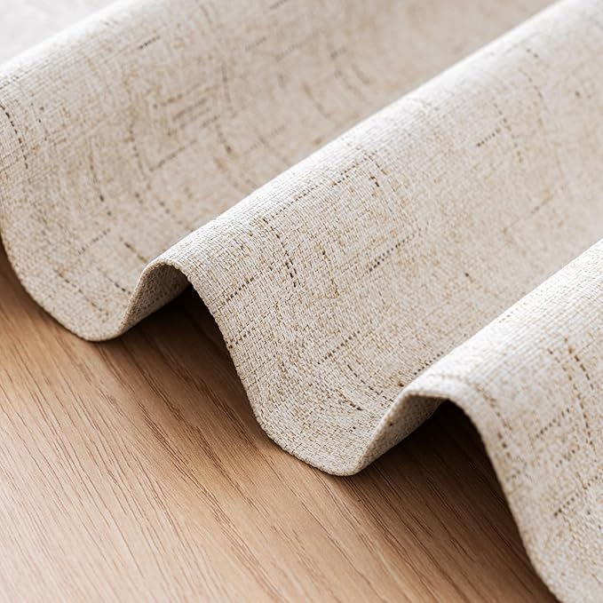 H.VERSAILTEX Linen Blackout Curtains Durable Thick Textured Linen Look 100% Blackout Patio Door Curtain Anti Rust Grommet Extra Wide Sliding Door Curtain Panel, Natural，W100 x L108 inch