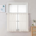 Chyhomenyc Ivory Sheer Curtains 30 inch Length 2 Panels, Light Filtering Voile Rod Pocket Short Window Curtians for Bathroom Living Room Farmhouse Small Windows, 42Wx30L inches